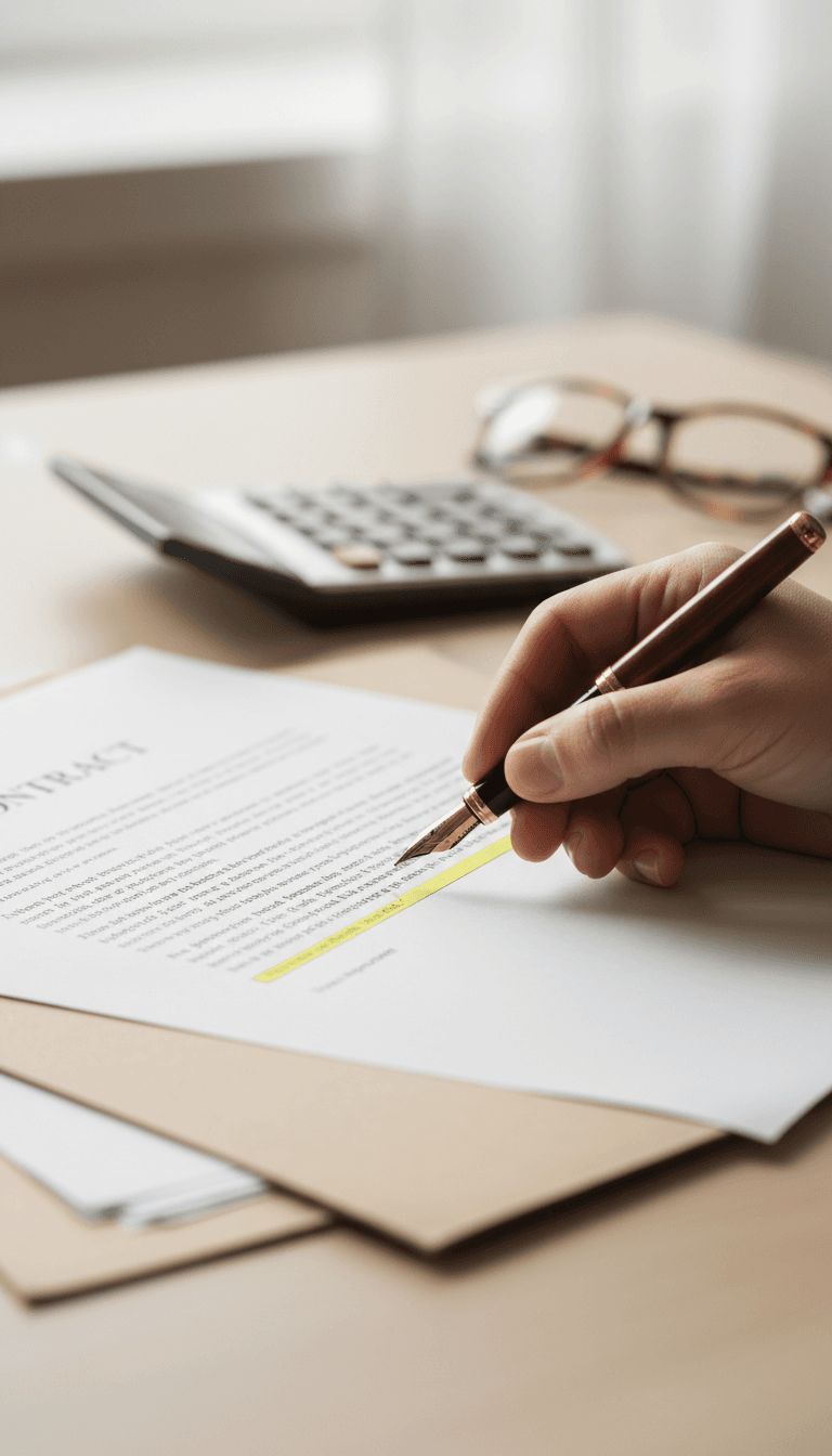 Signing insurance policy paperwork at a desk