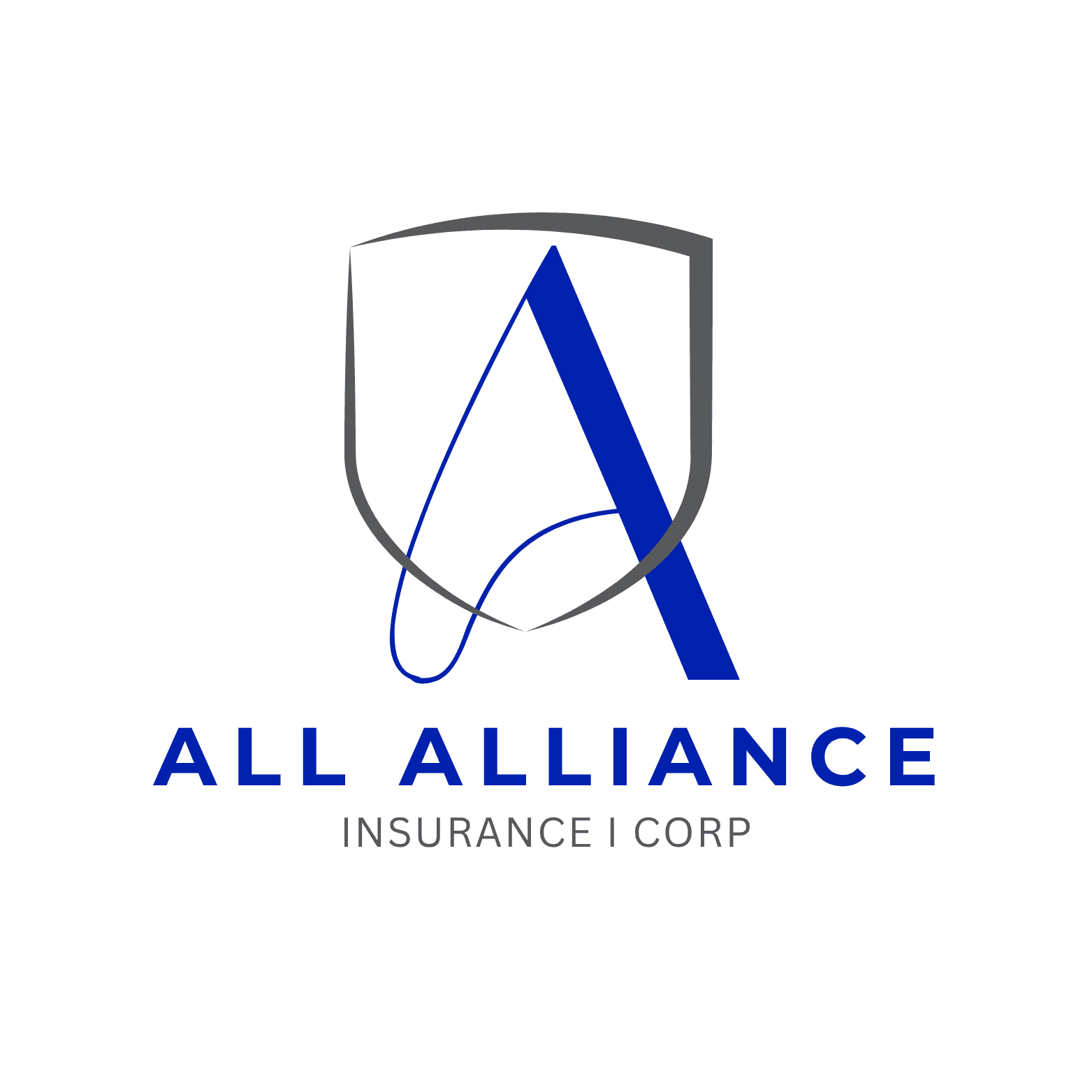 All Alliance Insurance Corp logo featuring a blue letter A and grey shield outline.